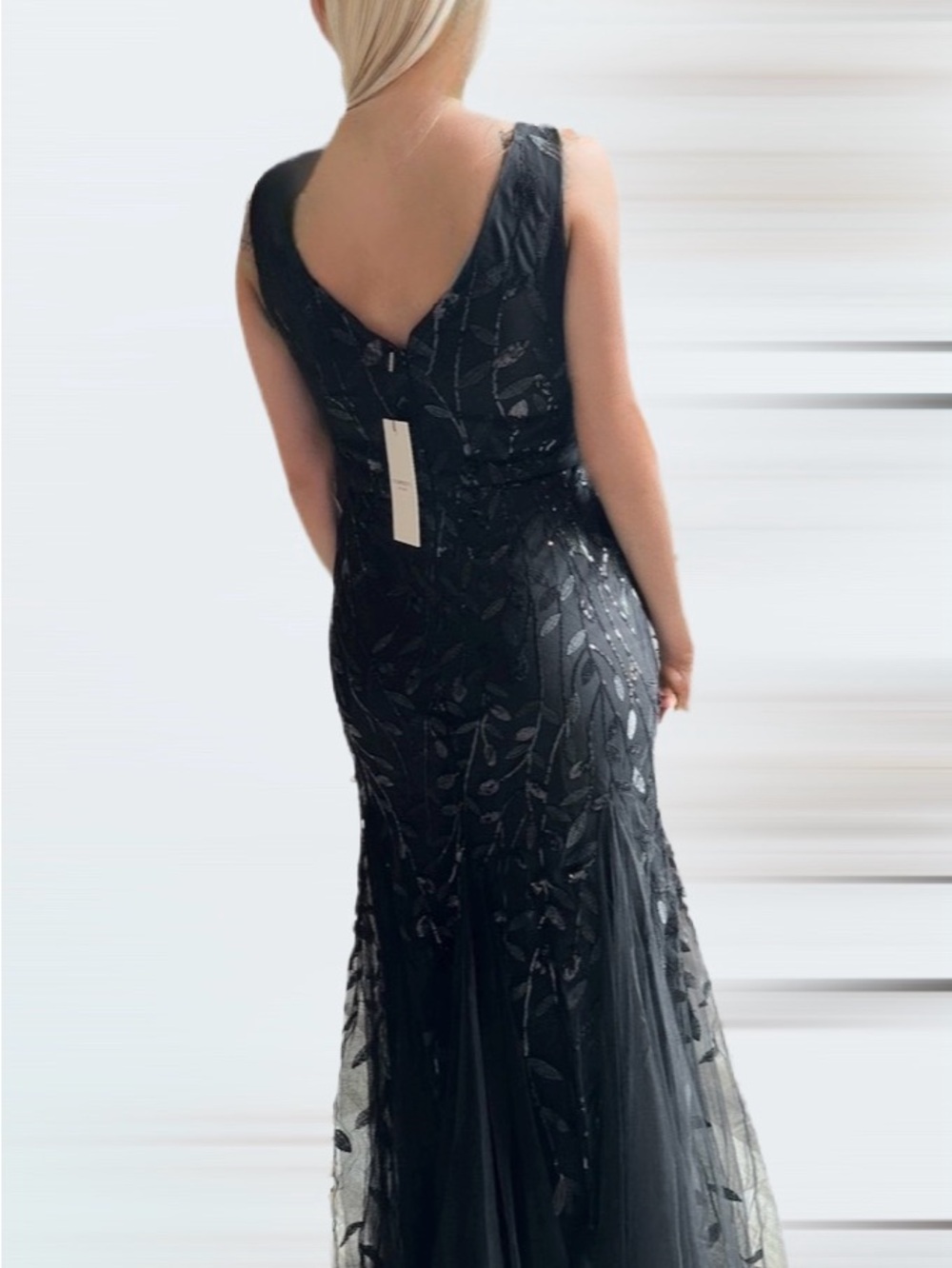 Elegant Black Sequin Evening Gown - V-Back Formal Dress